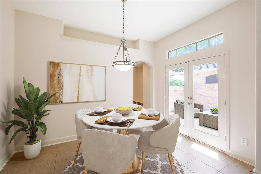 Virtually Staged Breakfast Room and Courtyard
