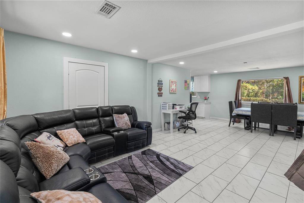 Open Concept to dining area.