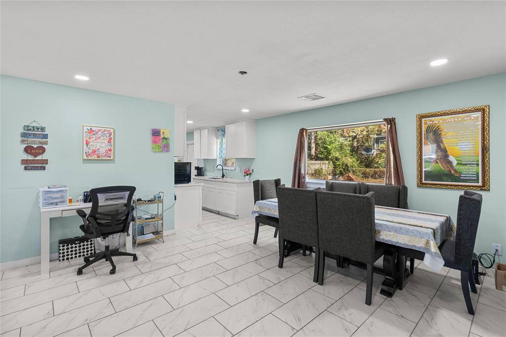 Open Concept to dining area.