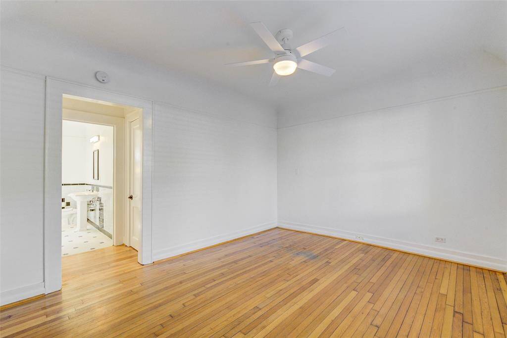 View from living/dining room towards bathroom