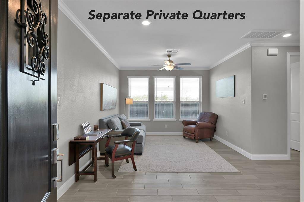 Door from front of home leading into the private quarters