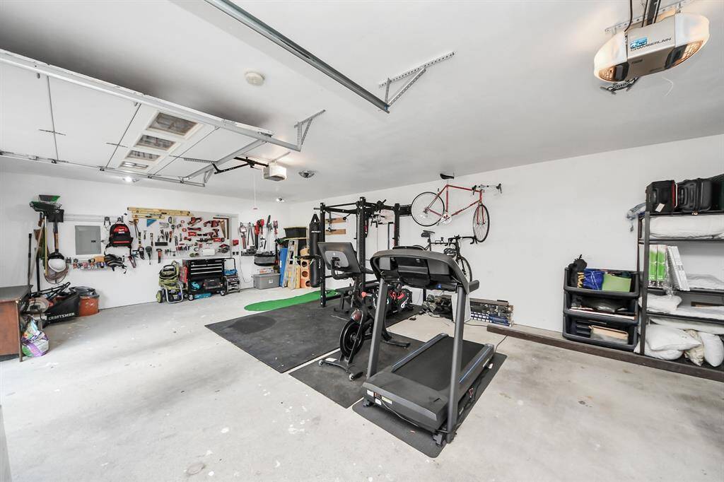 two covered garage spaces