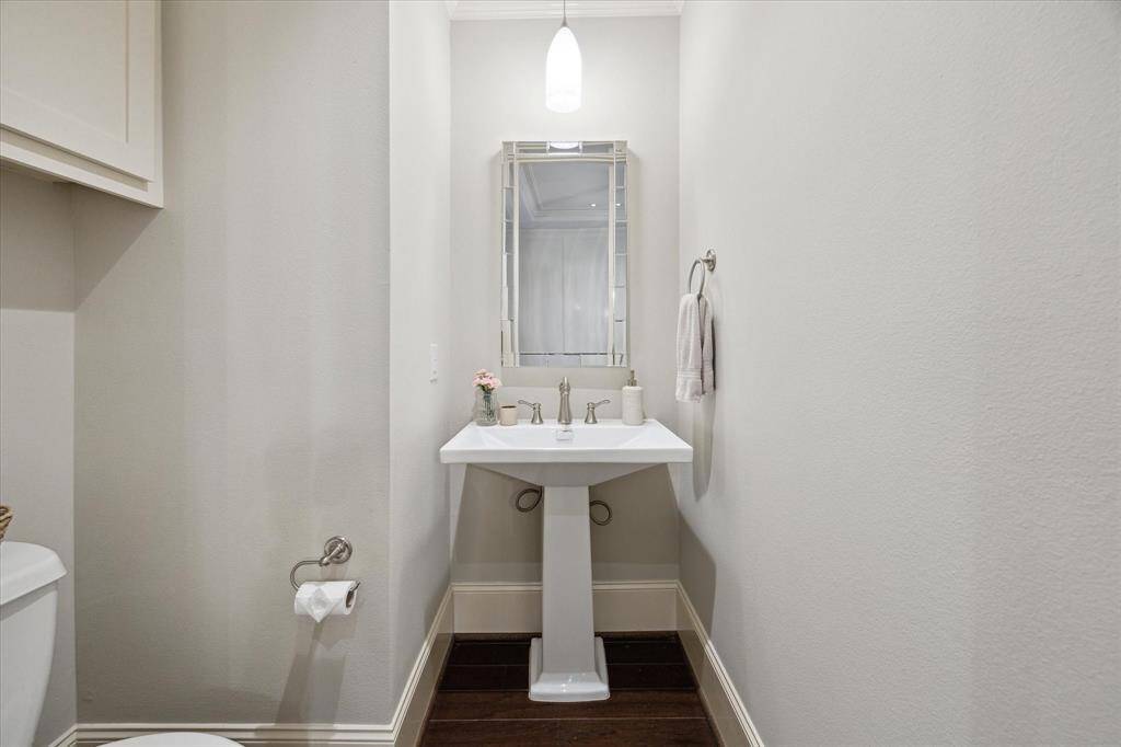 This is the half bath on the second floor, where the main living occurs.