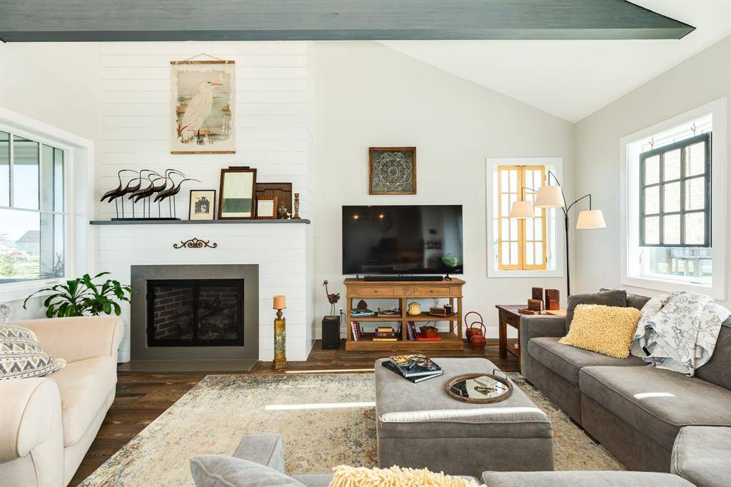 Wood burning fireplace (w/ gas connection) ands to the ambience.