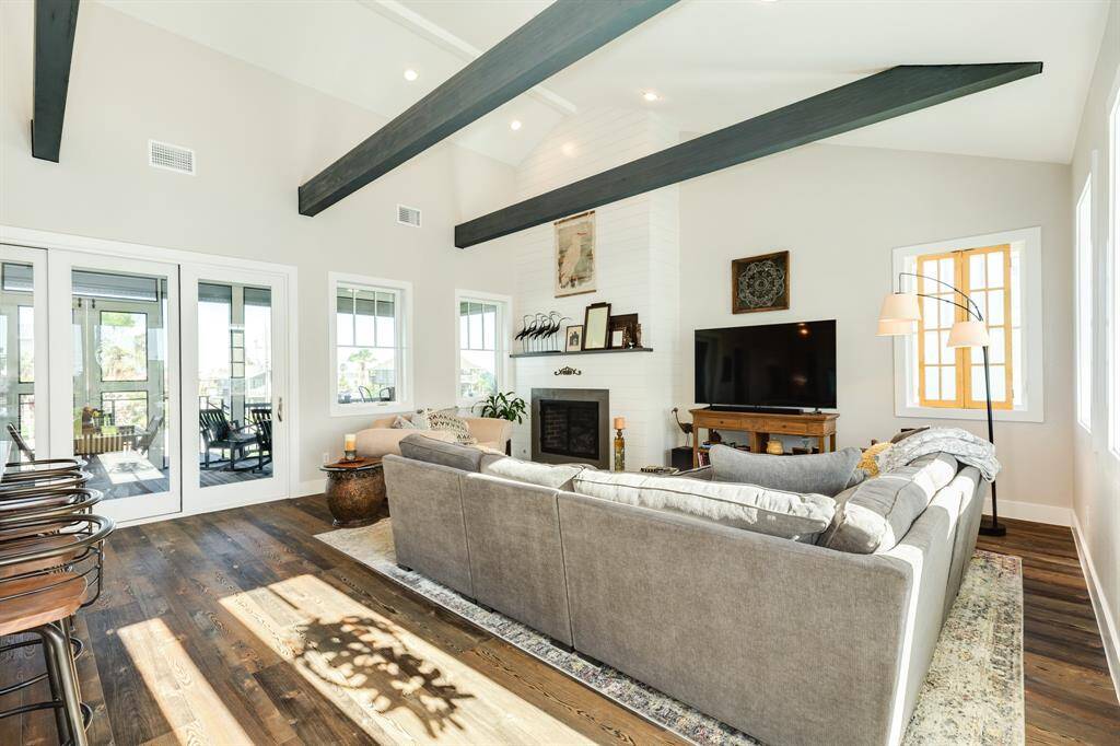 High wood beam ceilings and plenty of natural light.