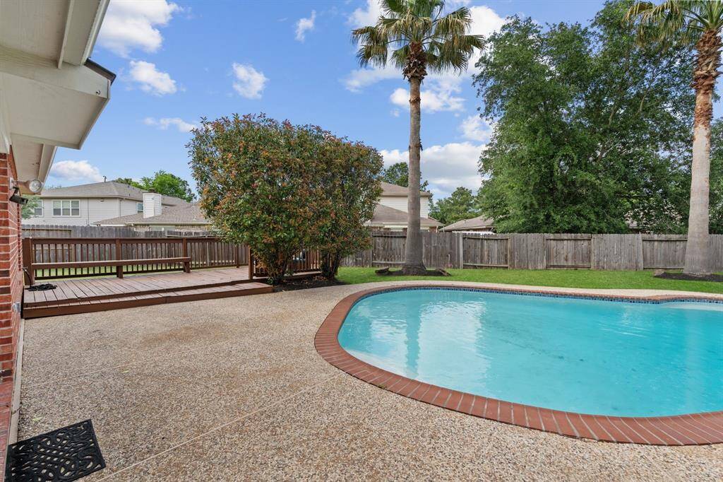 View of deck and pool.