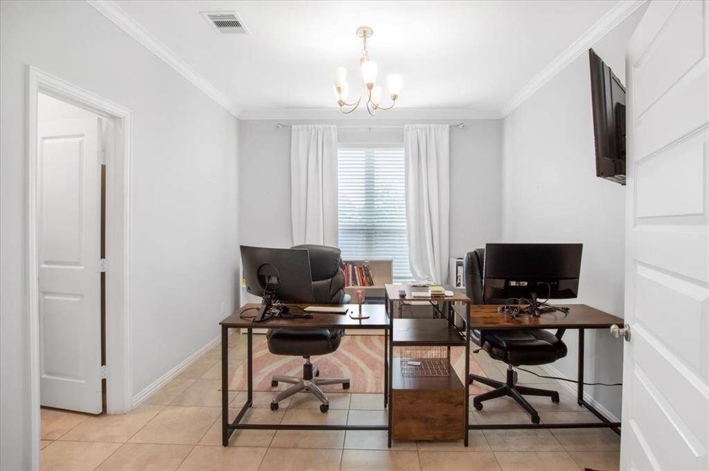 Private home office with French doors, ideal for remote work or study