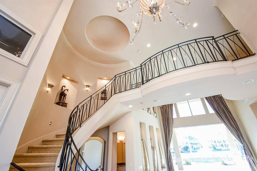 Check out this majestic wrought iron stair case at the main entrance.