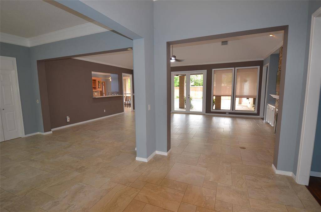 Front entry has views throughout living area into back yard