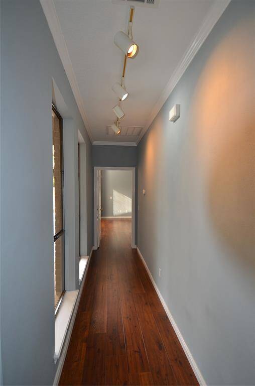 Large PBR at end of hallway with full bath