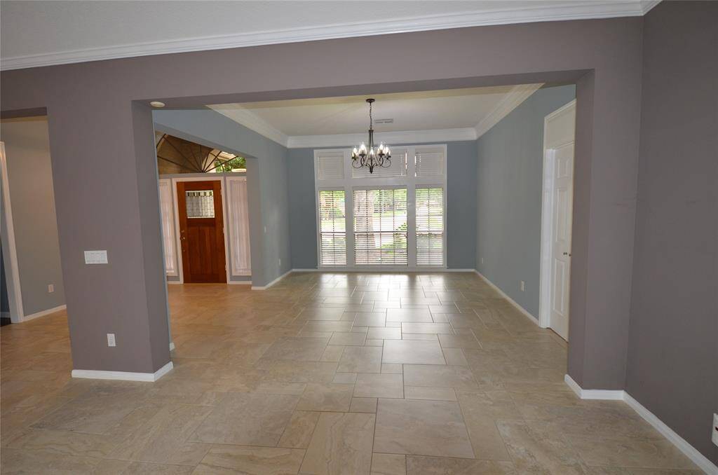 Large dining room is open to living room area