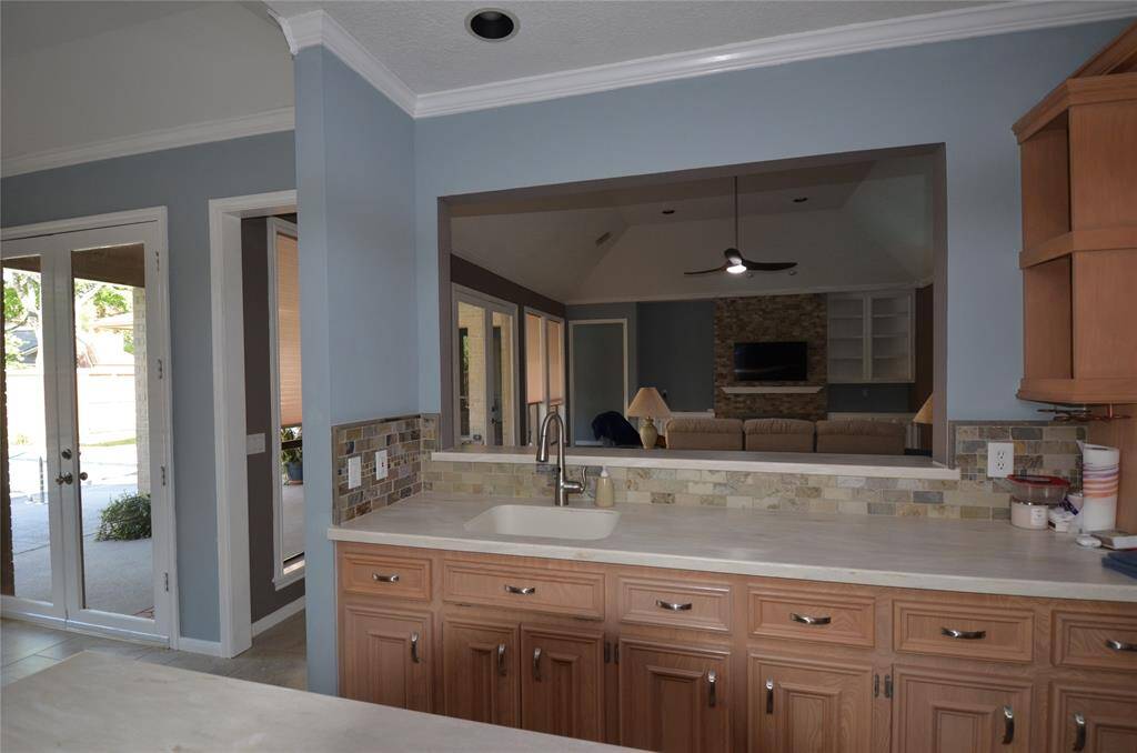 2nd sink has been added with motion sense faucet and open view of living area