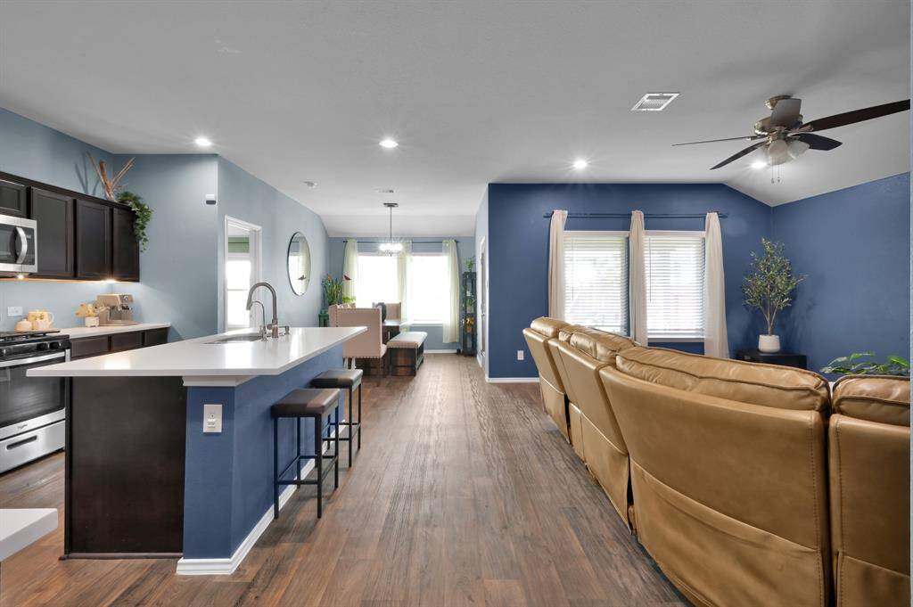 The living, kitchen, and dining area are all open to each other!