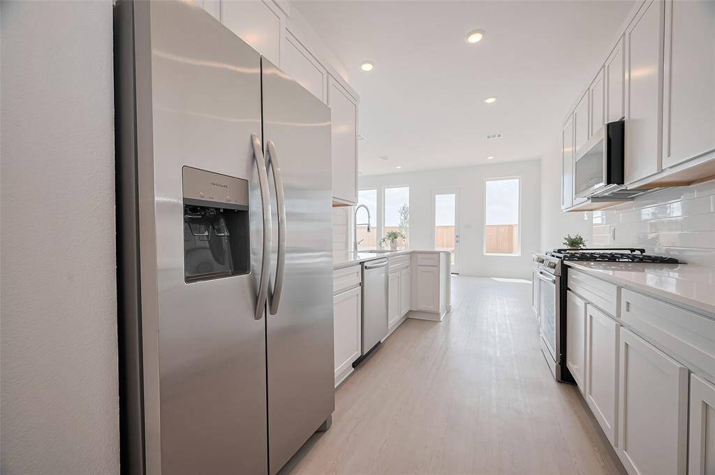 Stainless steel refrigerator.