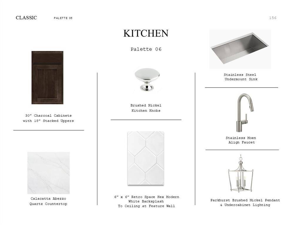 Classic Look Palette 6: Kitchen Selection Sheet (*Artist rendering used for illustration purposes only.)