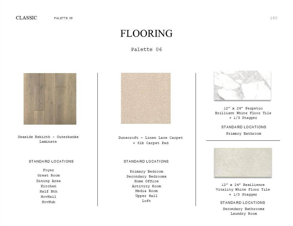 Classic Look Palette 6: Flooring Selection Sheet (*Artist rendering used for illustration purposes only.)