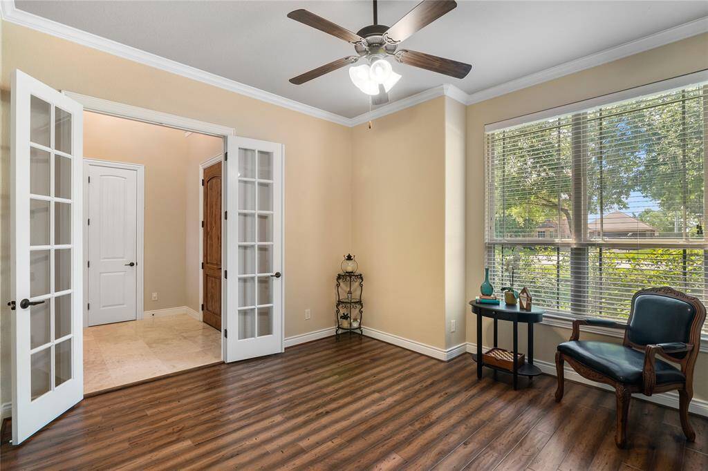Another view of the peaceful study and the 8' high french doors.