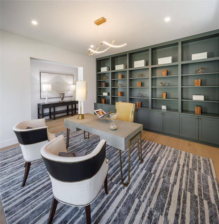 Entry foyer opens to a private office making a stunning first impression of effortless elegance and sophisticated touches.
