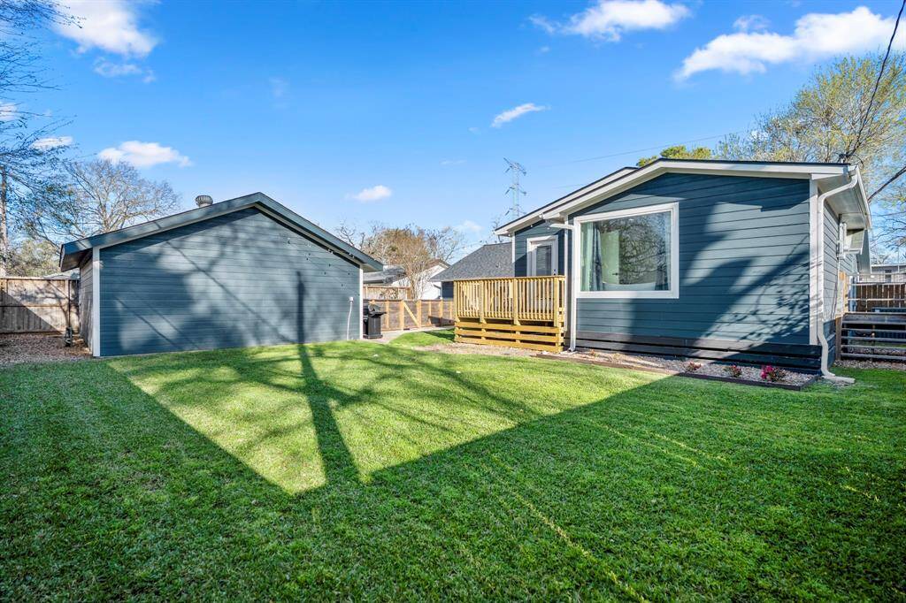 Yard is large enough for a swing set and other pieces of play equipment.