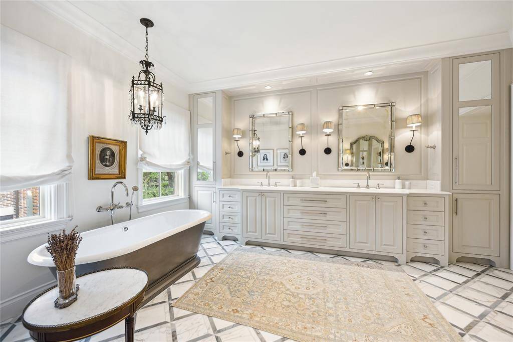 Another view of this gorgeous Bathroom with double sinks and luxurious soaking tub.