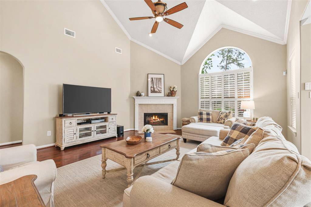 Plantation shutters allow for ample natural light while also providing privacy.