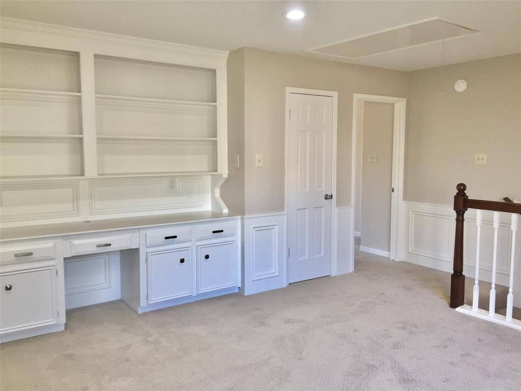 THIS LARGE Upstairs Space is perfect for a large HOME OFFICE with storage closet and bookshelves and desk counter. or as a MEDIA LOUNGE. OR this space can be for a MEDIA LOUNGE or Entertainment space.