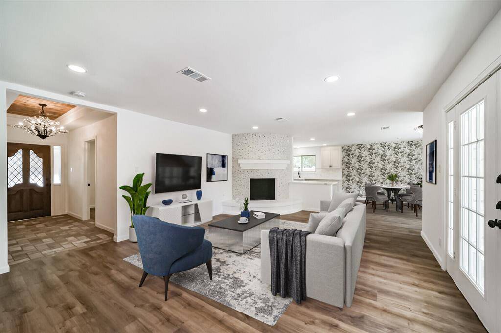 Virtually staged family room