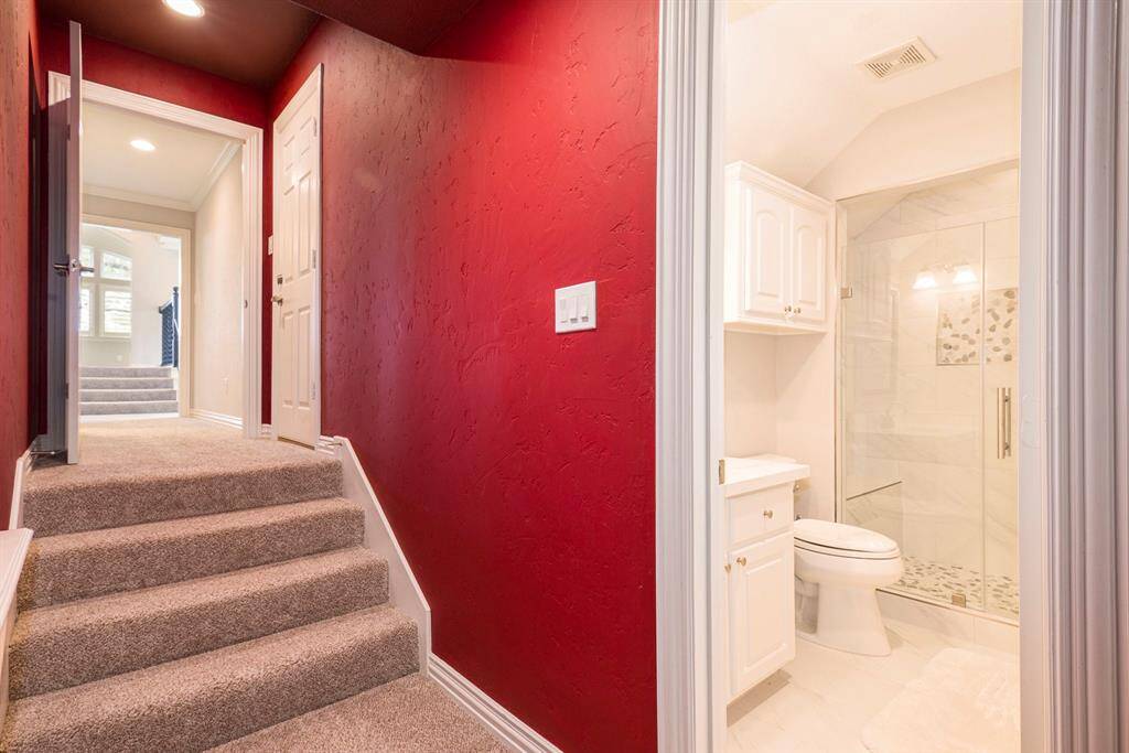 Renovated full bath in the media room