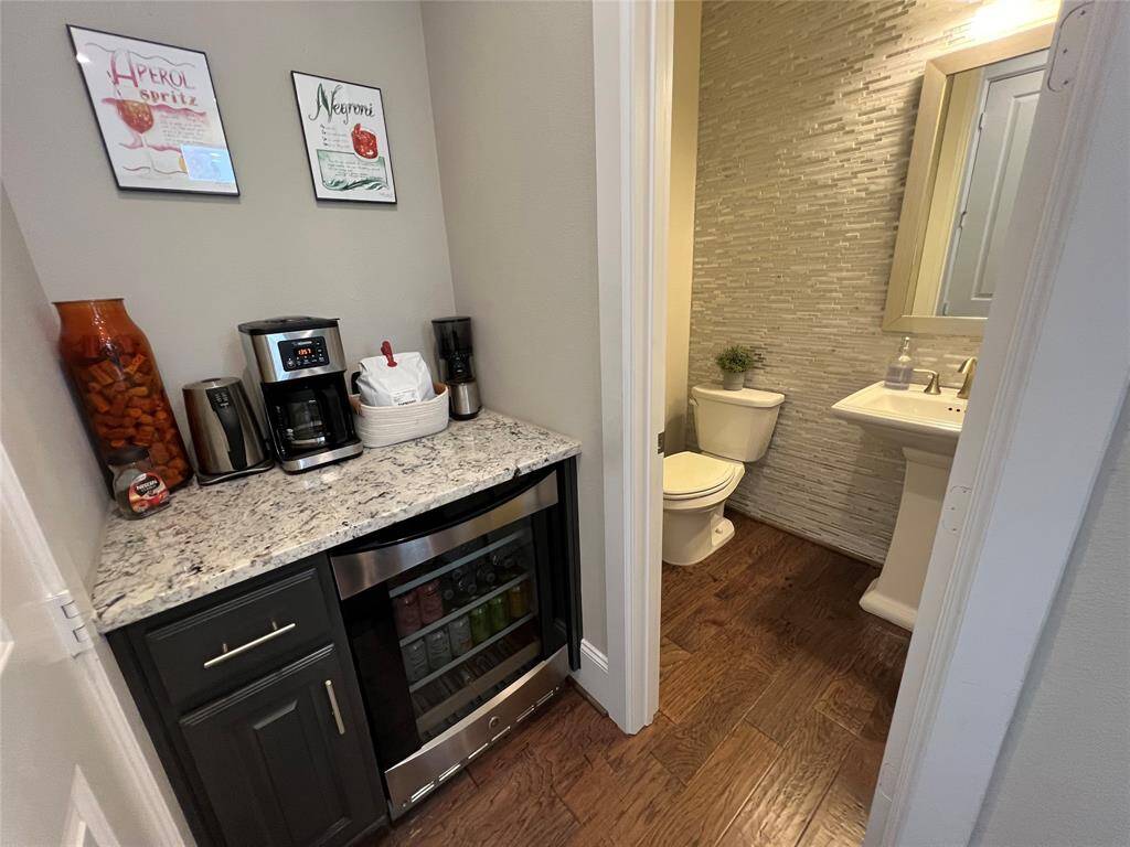 Alternate view of bar and half bath layout.