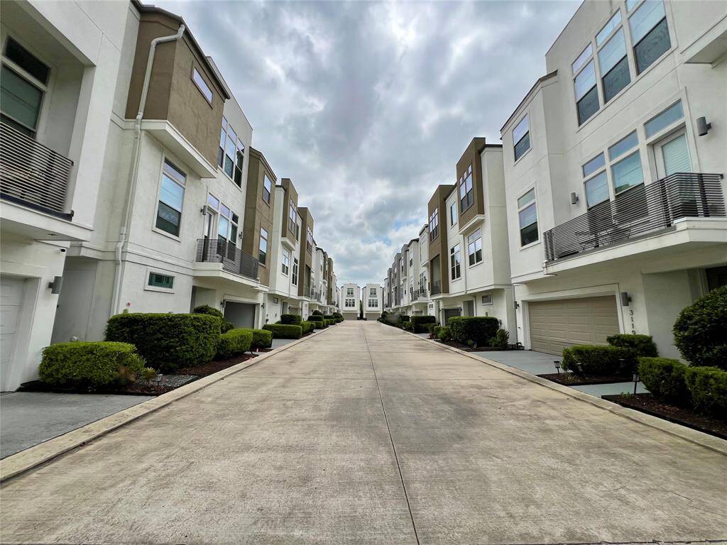 View of the community with a double-wide driveway. Property is located on the far end of this pic. No back neighbors.