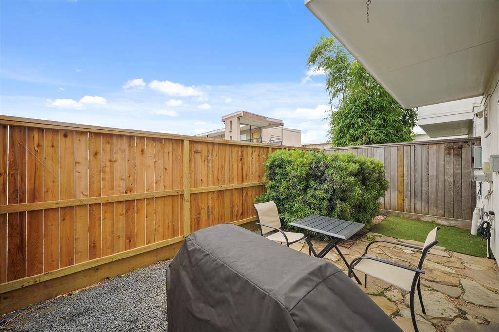 Enjoy privacy in a fully fenced backyard.