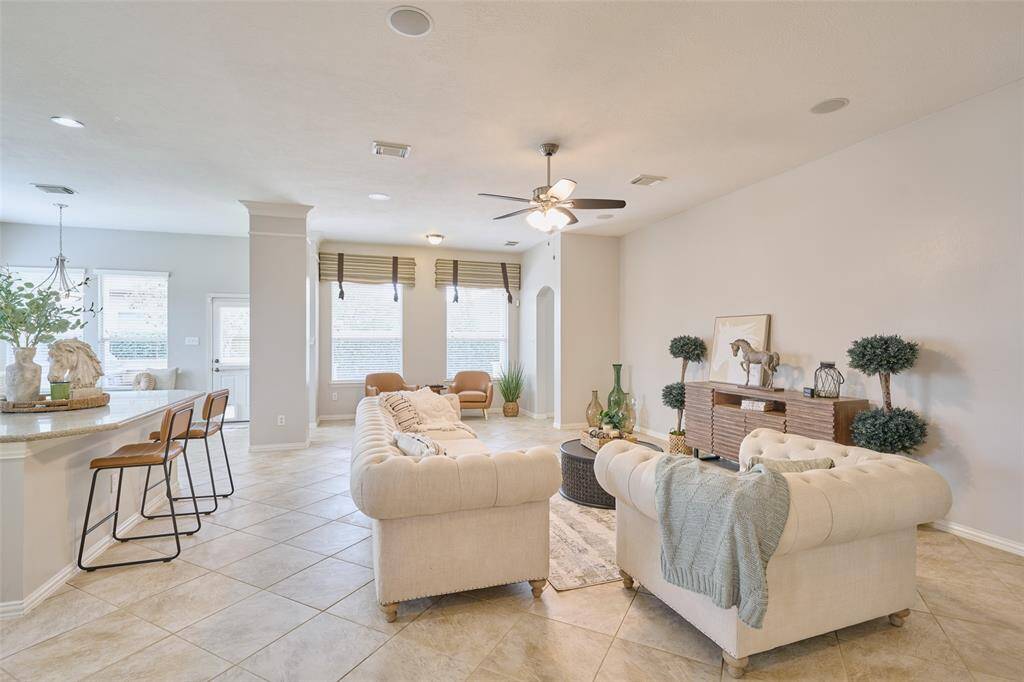 The family room is spacious and presents numerous opportunities for the new owner.
