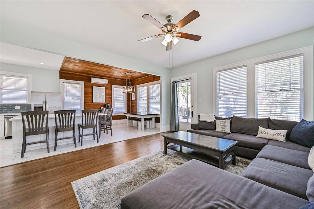 Open layout from living room looking into the kitchen.