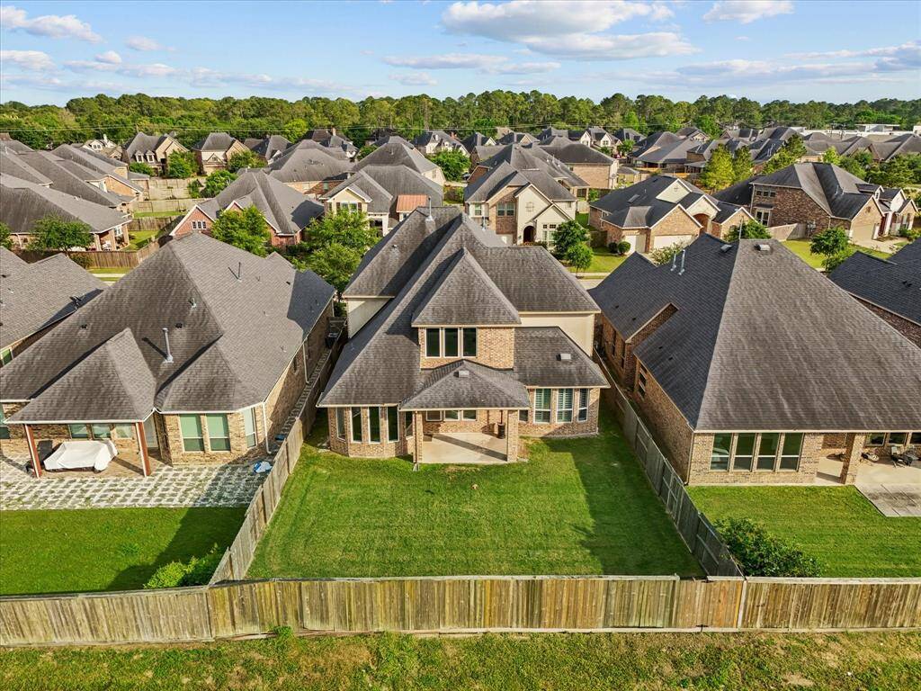 Aerial view of the back of the home
