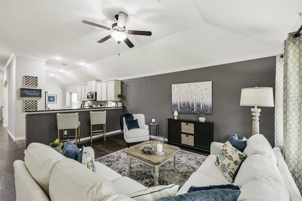 The family room is comfy and cozy, it will be the place to gather