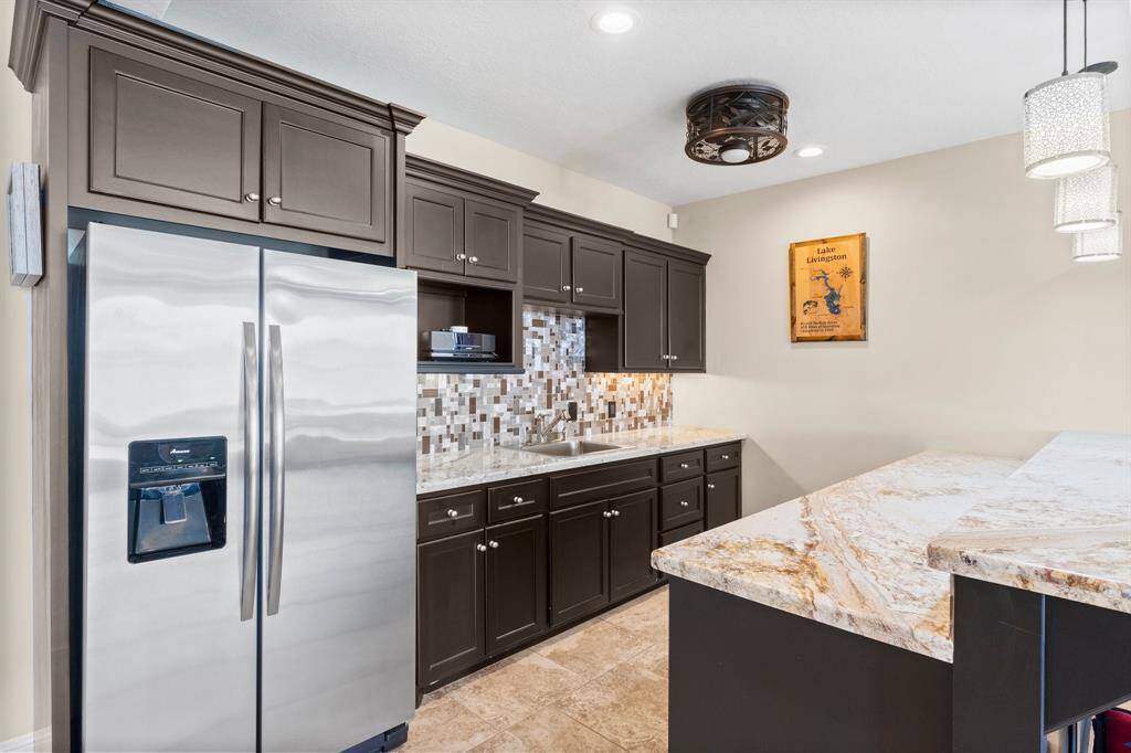 Lower level kitchen very convenient for entertaining outside