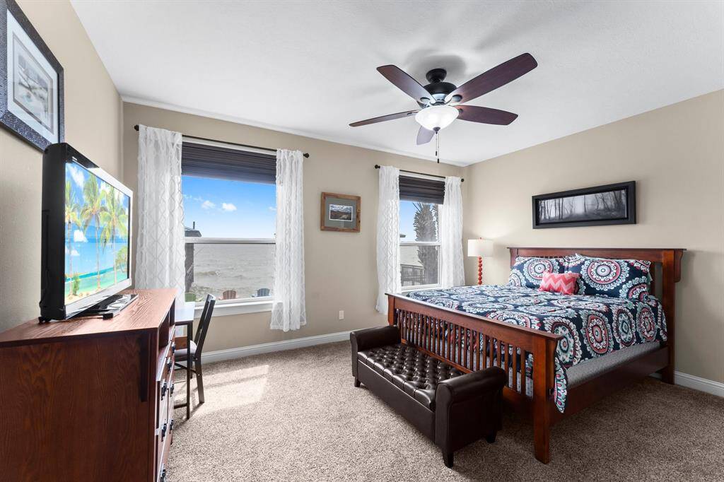 Lower level guest room overlooking the water