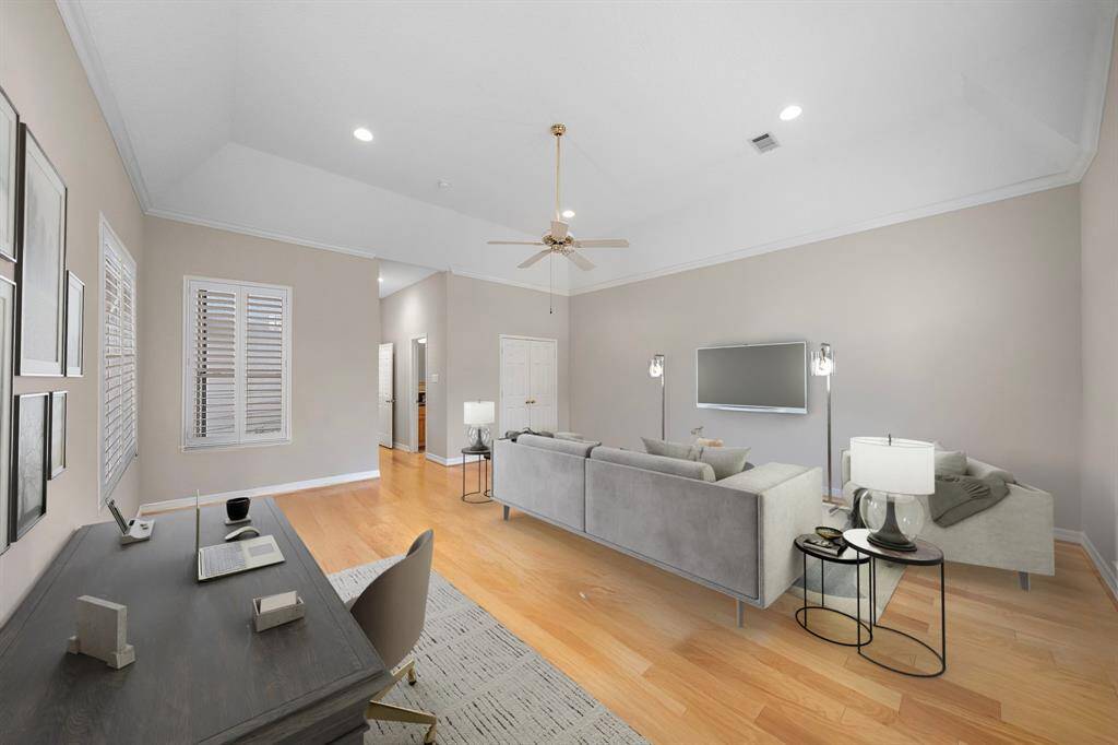 Whether styled as a media room, guest retreat, or home office hybrid, this adaptable space offers comfort, natural light, and a layout that flexes with your needs. This photo has been virtually staged.