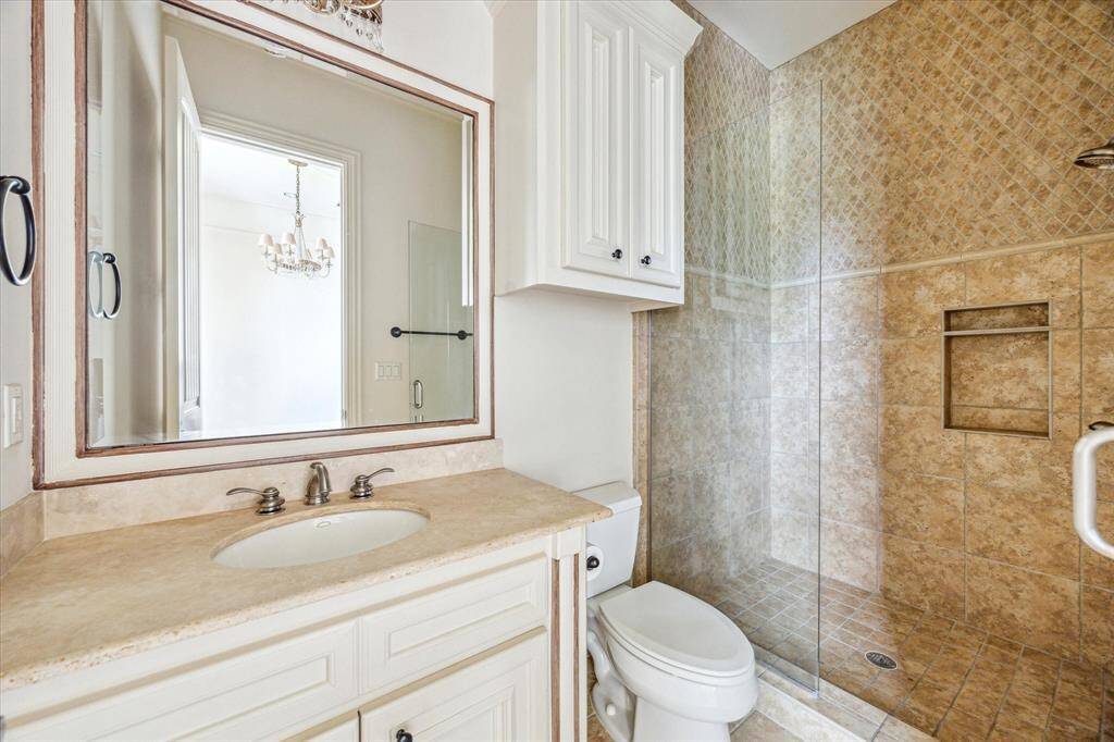 En suite bathroom with shower.