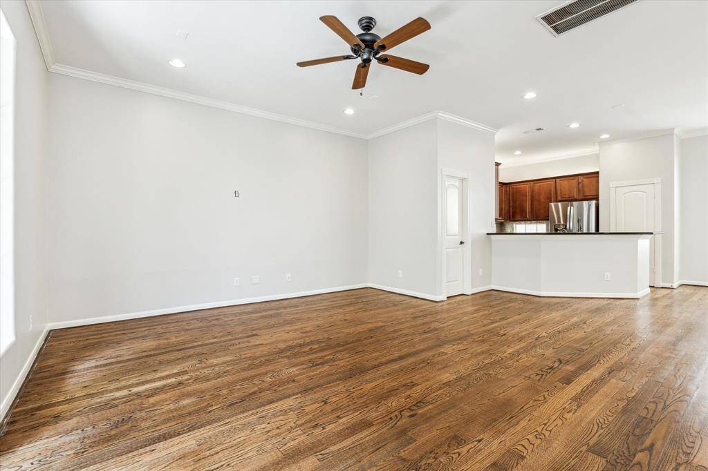 A second-floor half bath is convenient for guests.
