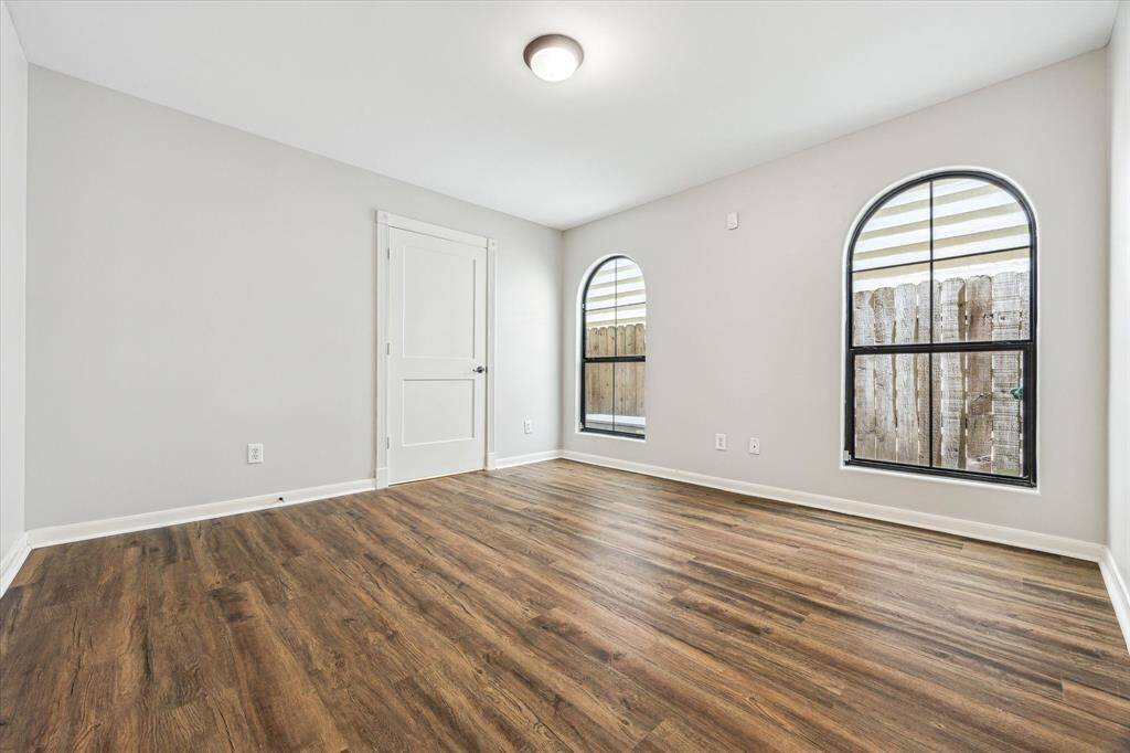 The first of two guest rooms with its own bathroom.