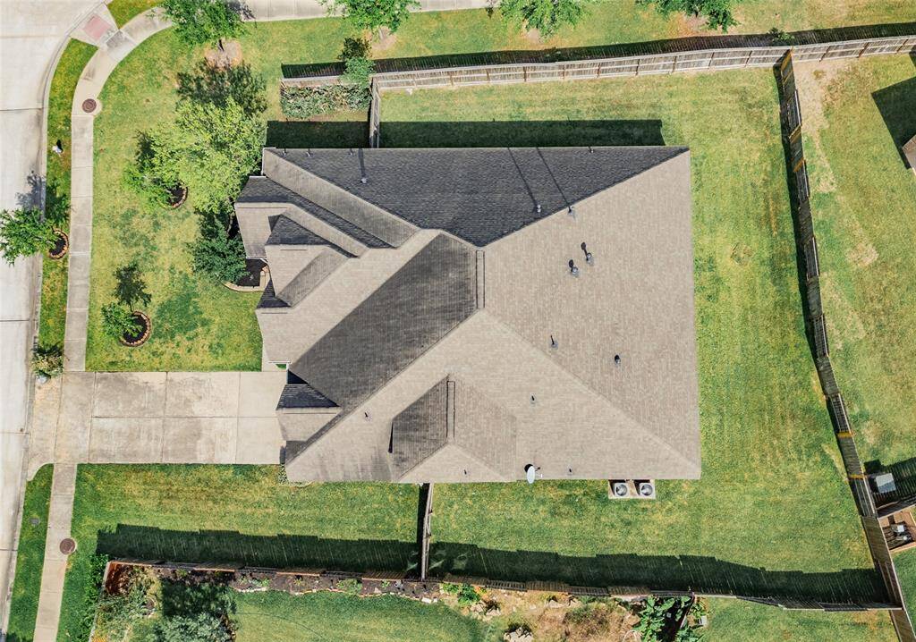 aerial view of your roof  and back yard