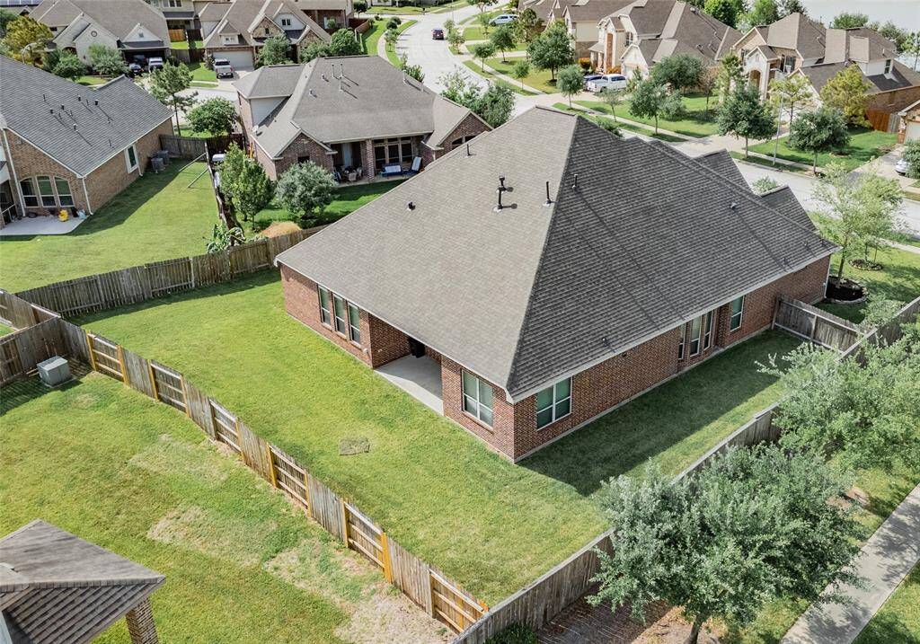 aerial view of the back of the home