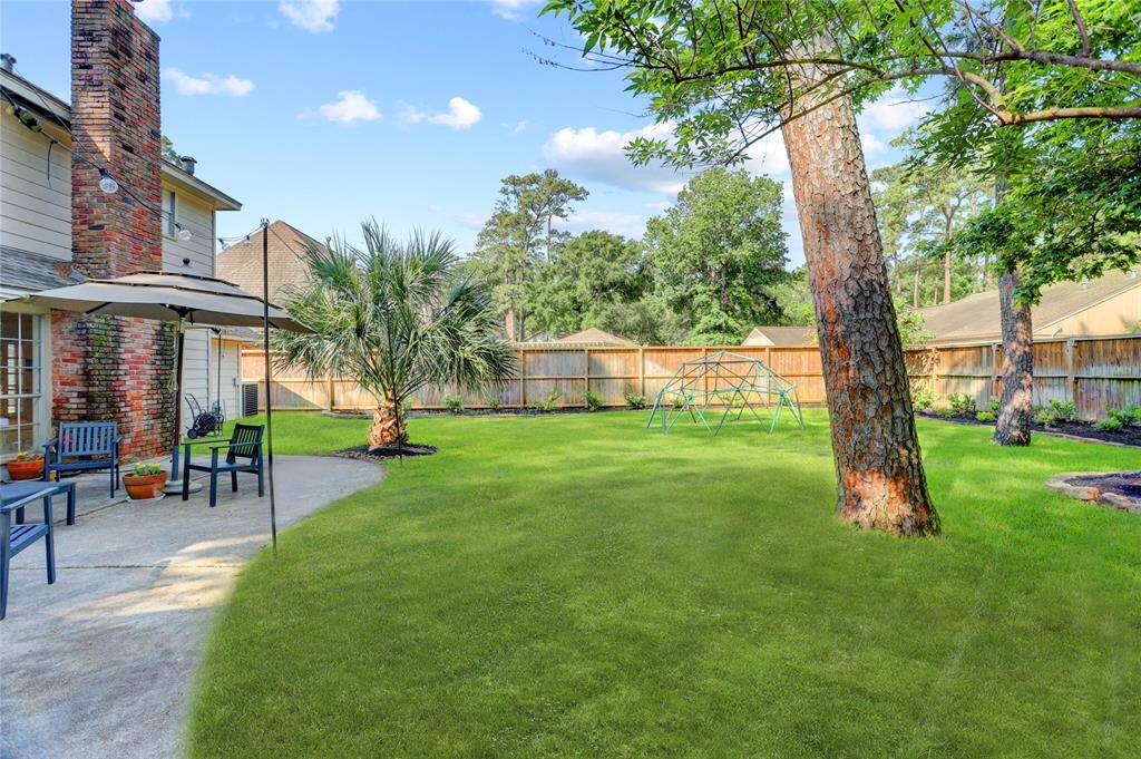 View of the backyard from the garage.