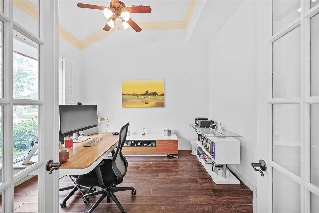 Your first floor office with French doors