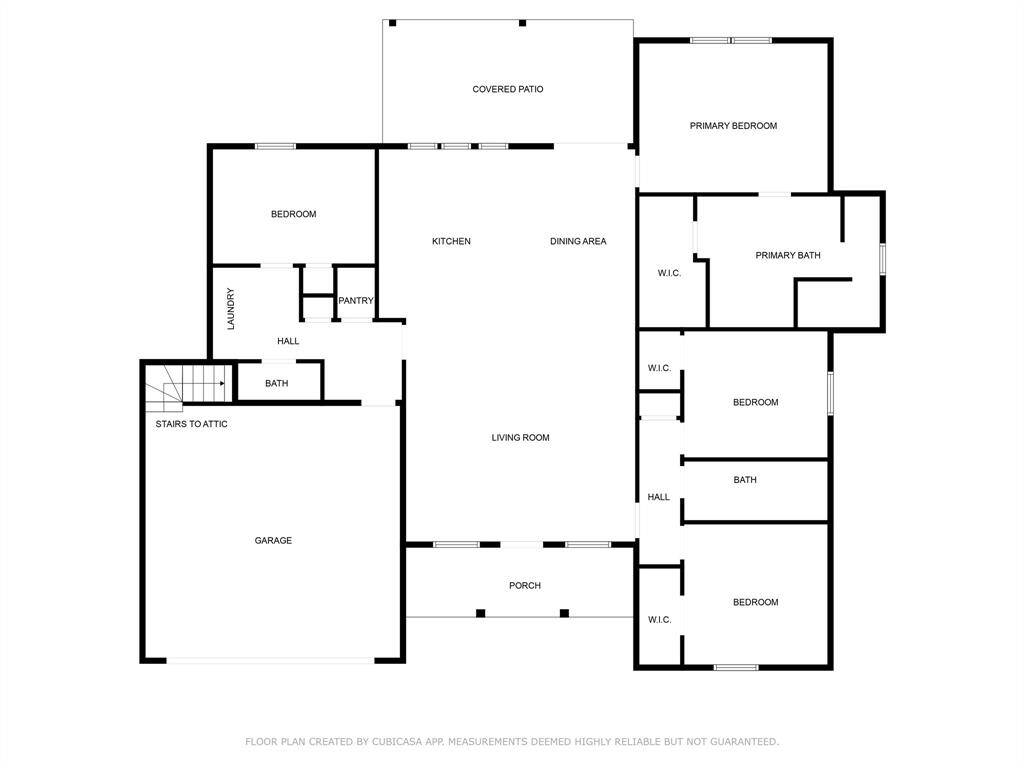 Floor plan with stairs for attic access in garage.