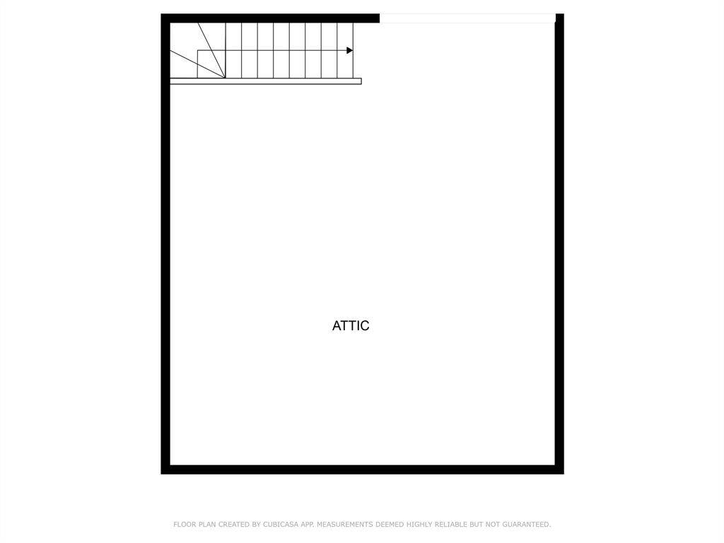 Floor plan with stairs for attic access in garage.