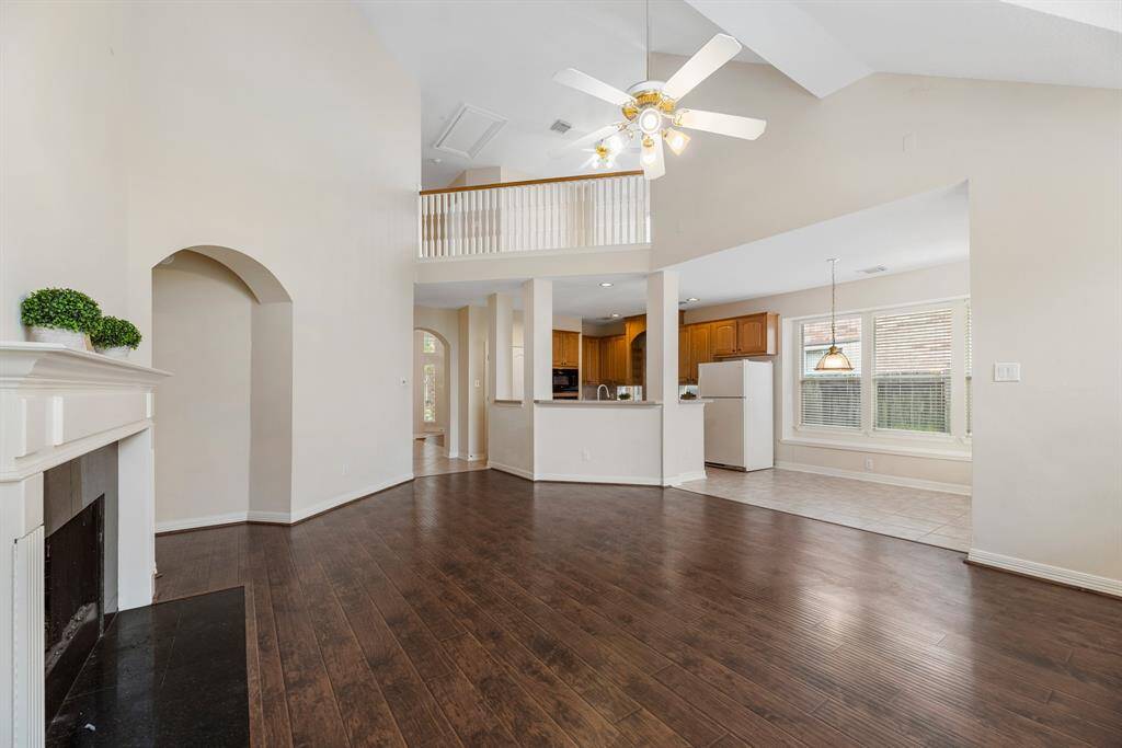 Home features a gas log fireplace