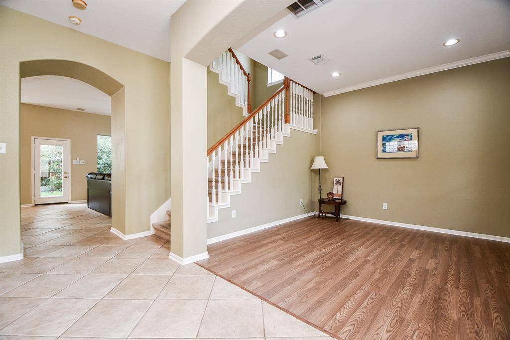 What an amazing view from the main hallway on the first floor! The following five pictures will show you some ideas for how this space can be used.
