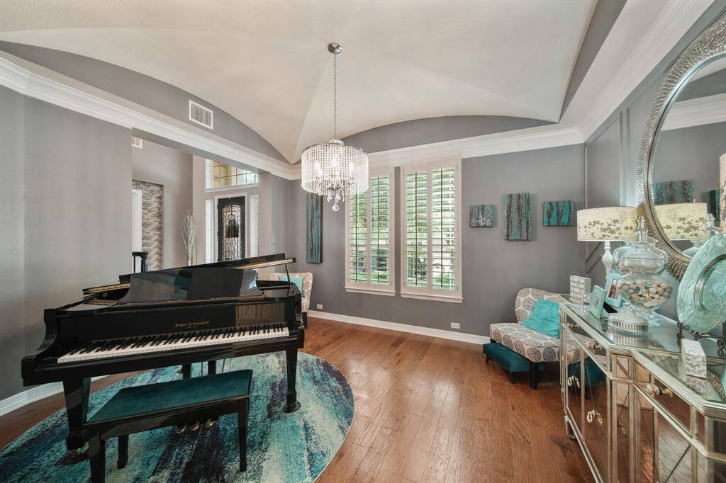 French doors provide added sound barrier for home office.